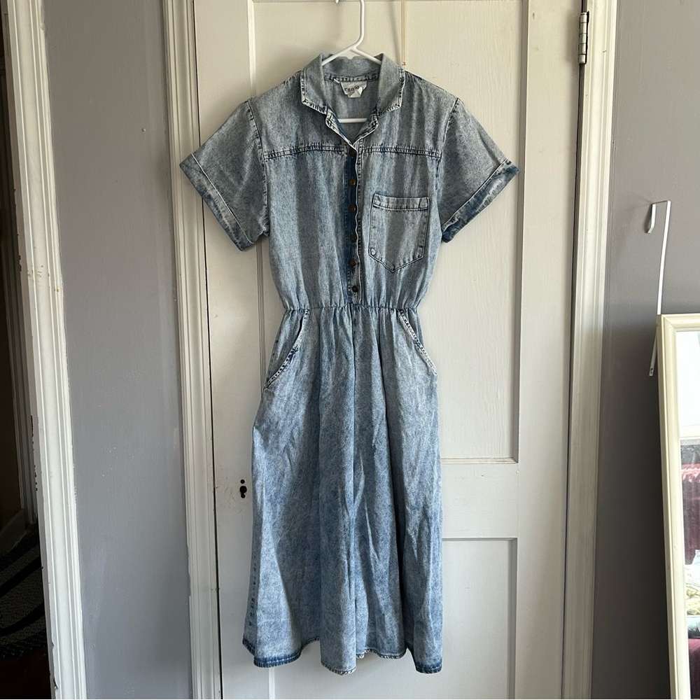 Vintage Denim Button-Up Dress